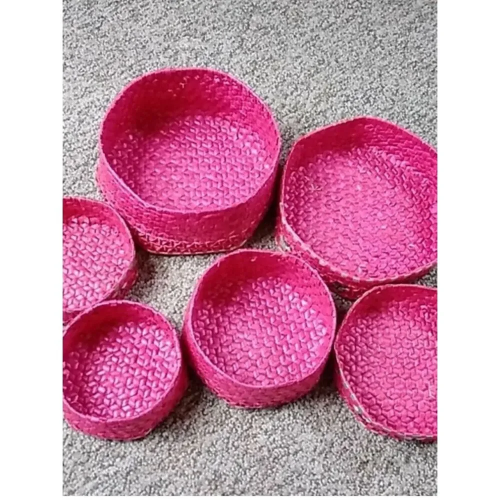 Hot Pink Woven Decorative Storage Boxes - Set